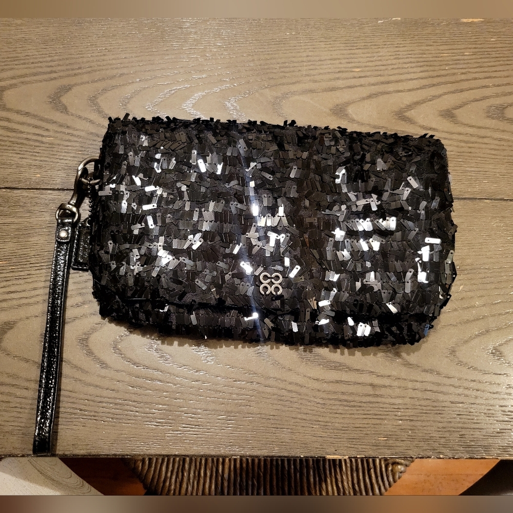 Black Sequin Coach Clutch Bag